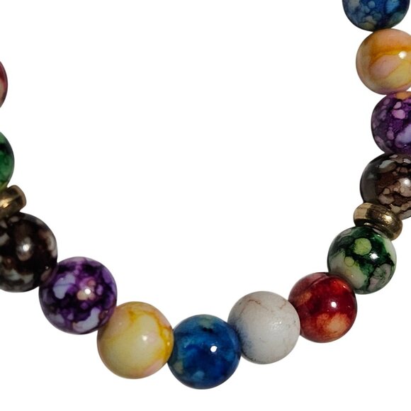 Boho Colorful Beaded Stretch Bracelet Marble Pattern Fashion Jewelry Women - Picture 2 of 3